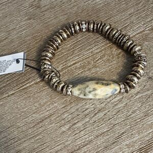 Chico's Gold and Cream Beaded Bracelet